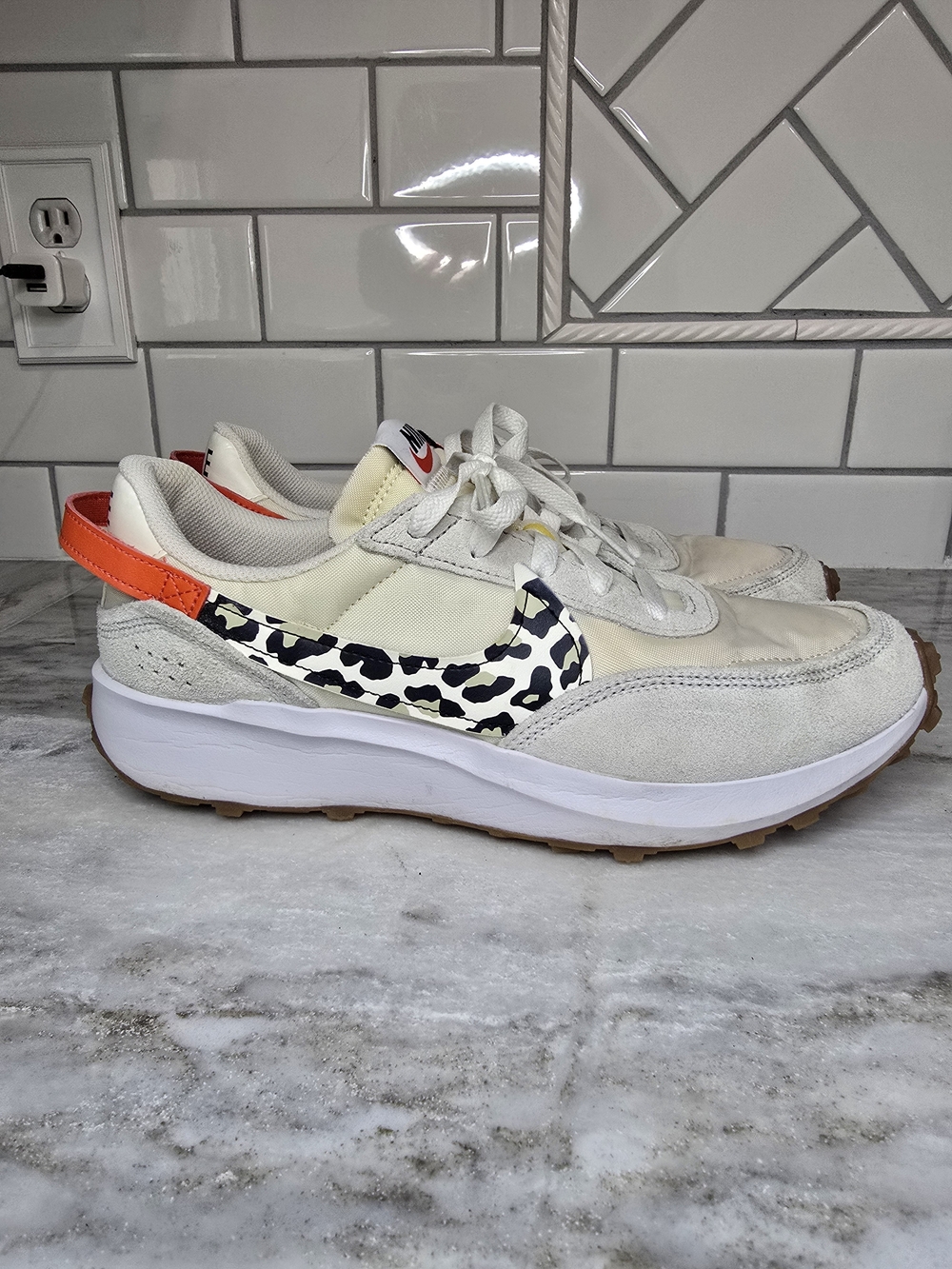 Nike Waffle Debut Vintage Leopard Swoosh Sneakers Women's Size 10